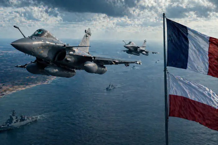 Французькі винищувачі Rafale над Балтійським морем під час ядерних навчань з Польщею