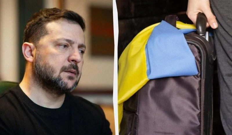 Володимир Зеленський та валізу з українським прапором – повернення чоловіків з-за кордону.