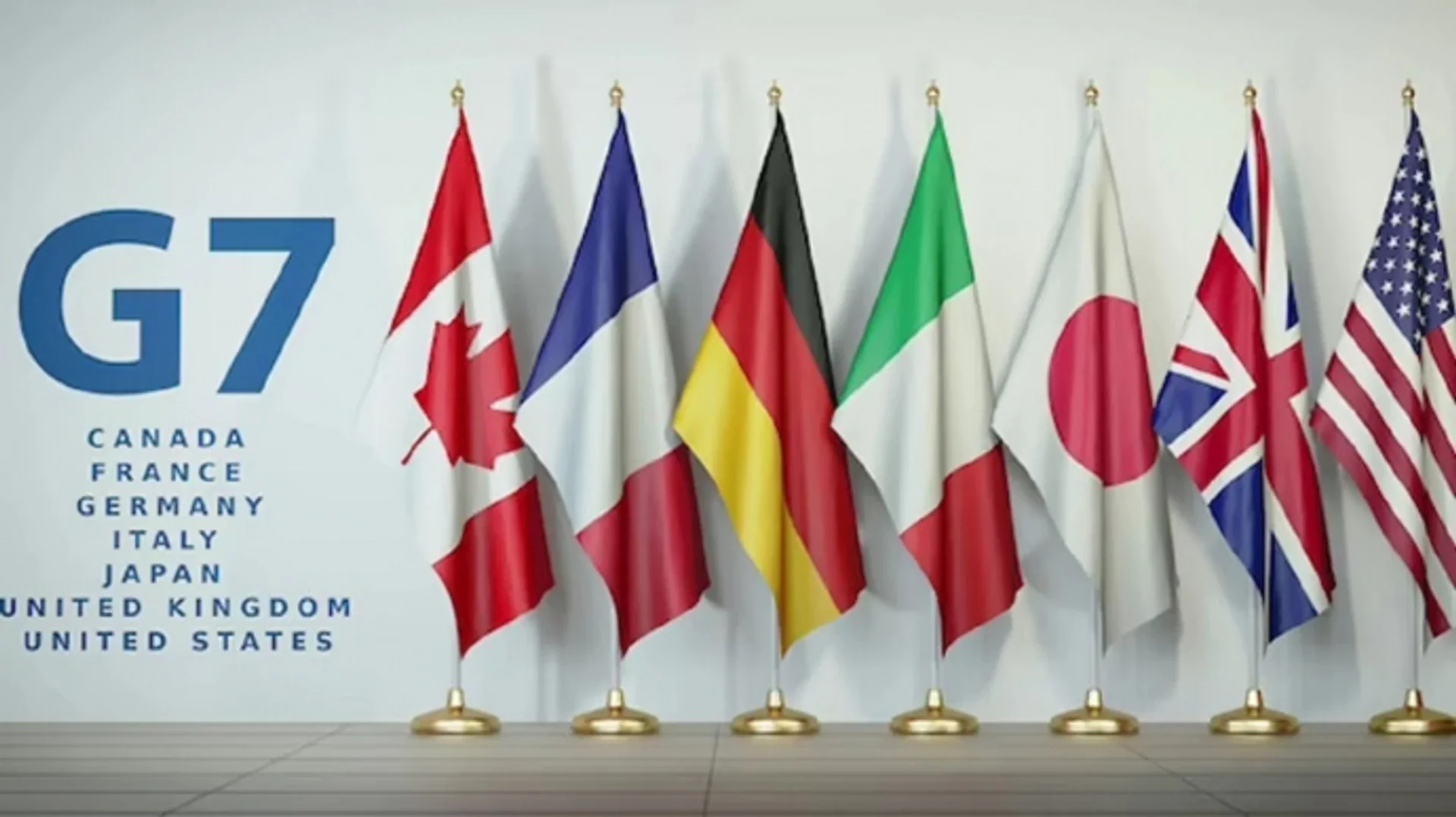 Флаги стран G7 на встрече министров финансов в Париже по санкциям против России