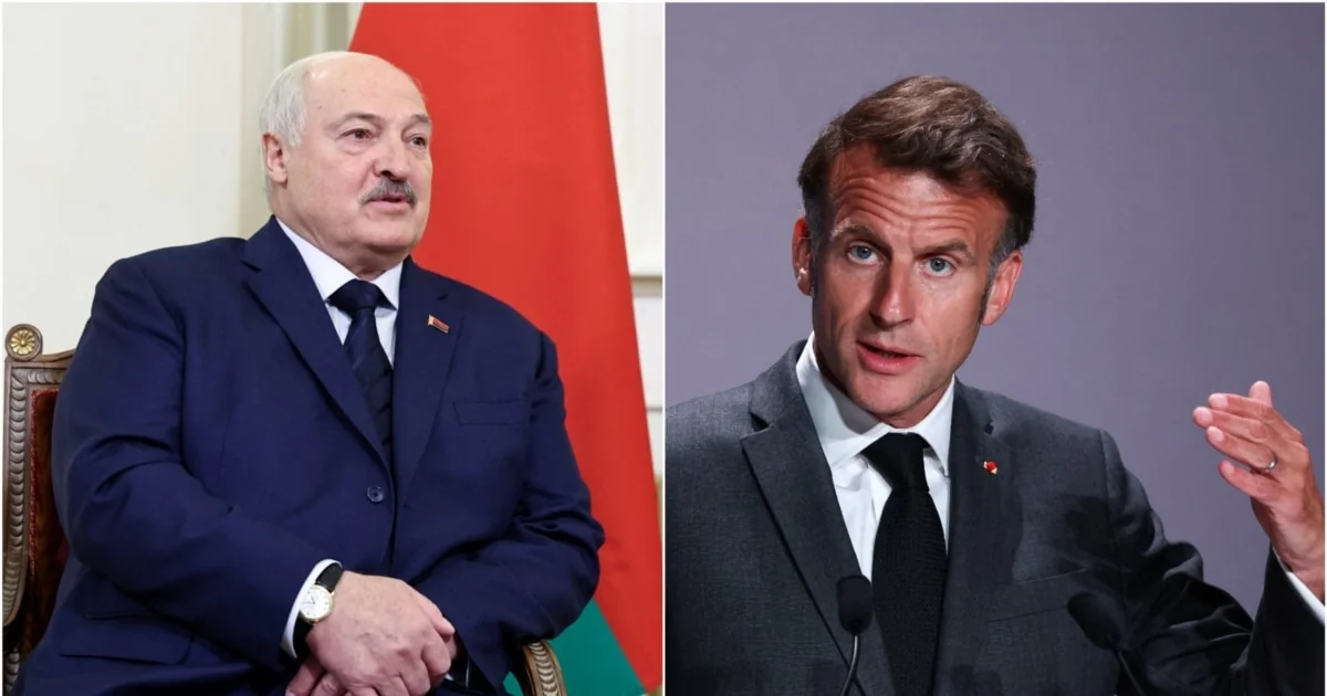 Олександр Лукашенко та Емманюель Макрон під час розмови про візит до Мінська