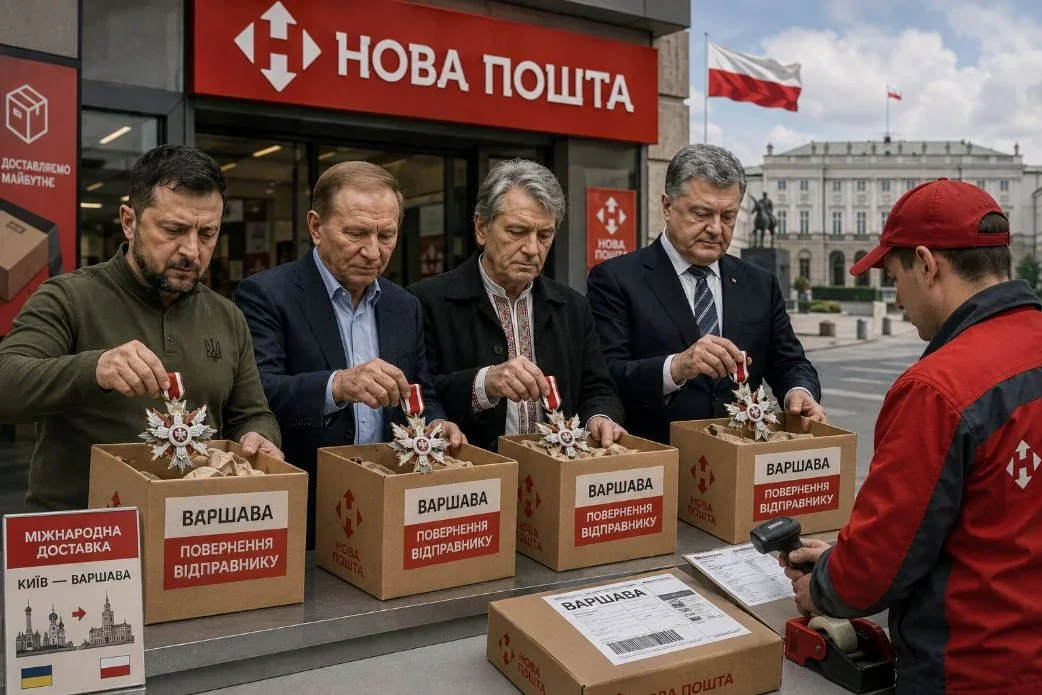 Повернення нагороди президенту Навроцькому посилкою Нової Пошти з Варшави