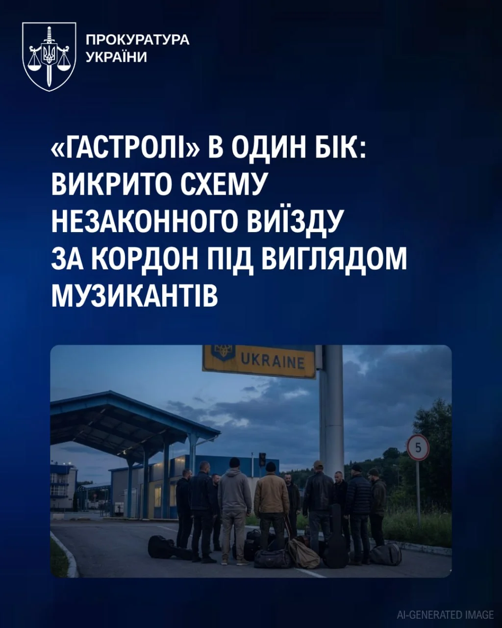 Група чоловіків з музичними інструментами на кордоні України за схемою фіктивних гастролів