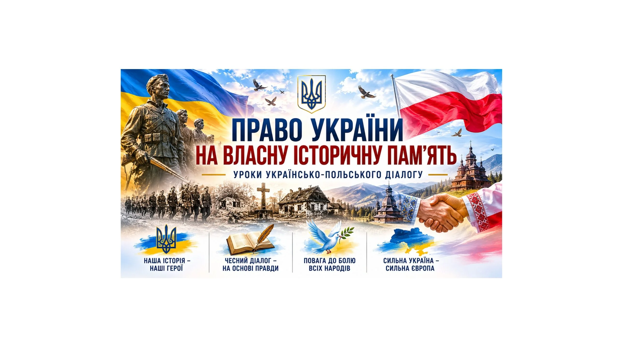Плакат про право України на власну історичну память та уроки діалогу з Польщею