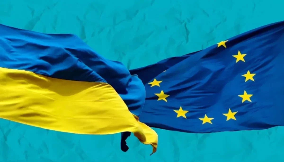 Прапори України та ЄС як європейський щит для перемир’я на фронті
