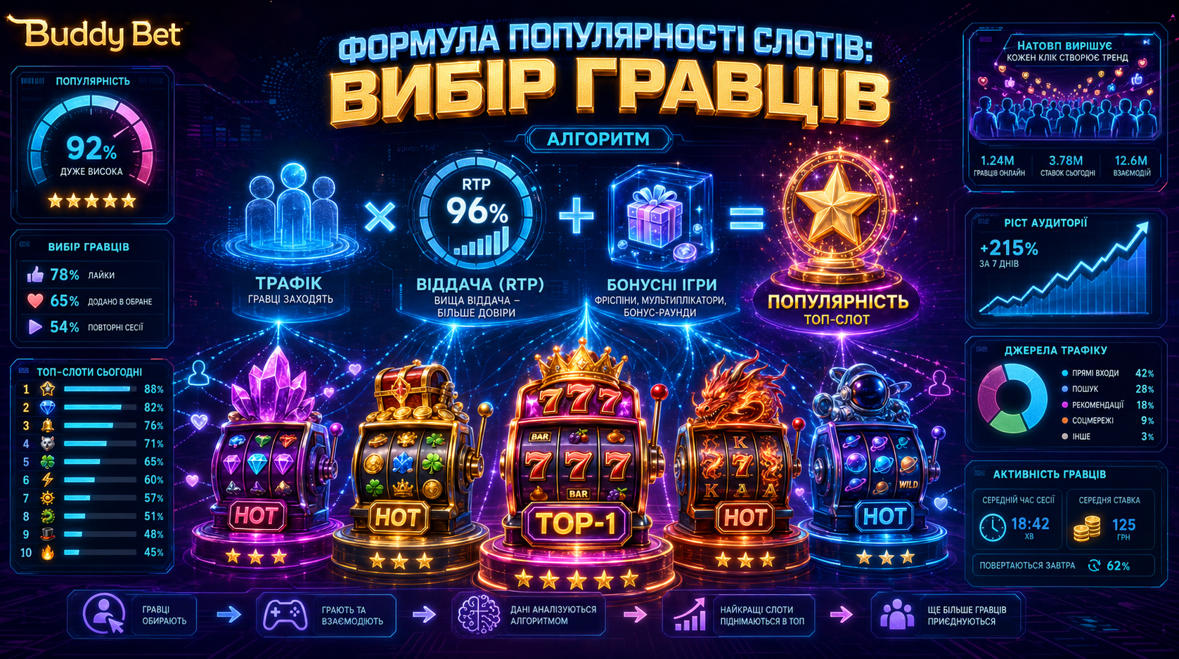 Формула популярності слотів у Бади Бет через вибір гравців
