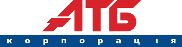 Офіційний логотип корпорації АТБ з червоним написом і синьою смугою