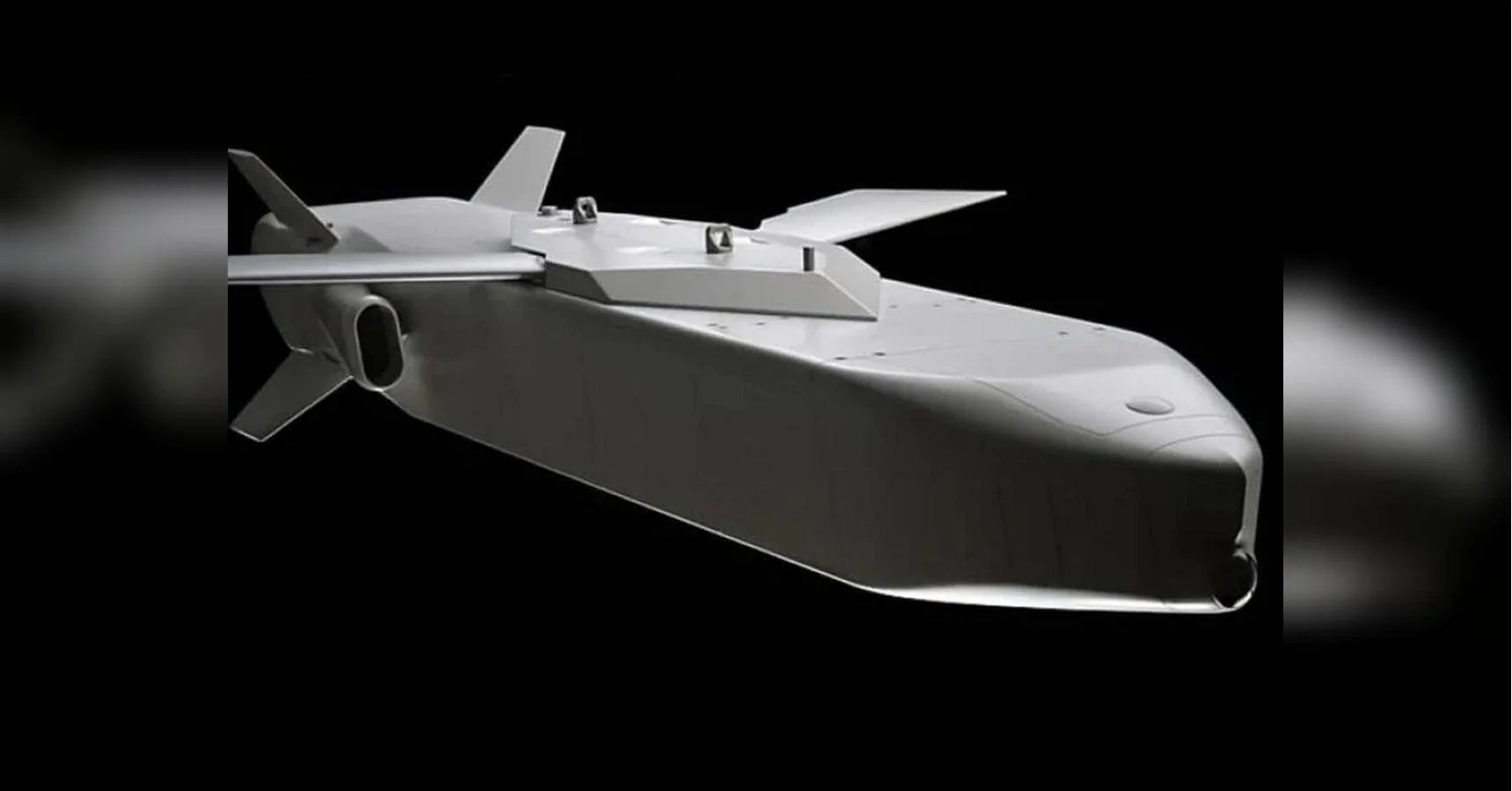 Тривимірна модель сірої крилатої ракети Taurus на чорному тлі
